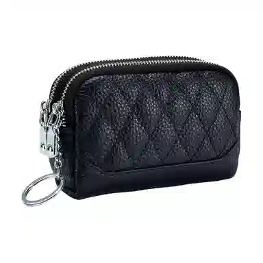 彤彤兔 菱格迷你真皮双层拉链 头层牛皮 零钱包 女款 多色