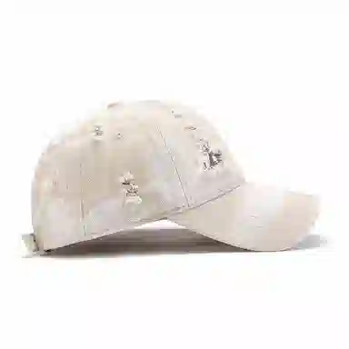 【刺绣美式破洞 街头嘻哈】 攸委 水洗做旧鸭舌帽女春夏季大头围显脸小 棉 防晒遮阳百搭帽子 男女同款情侣款