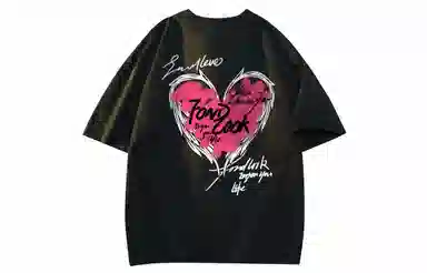 FONDLOOK Graffiti Heart Letter Tee Black