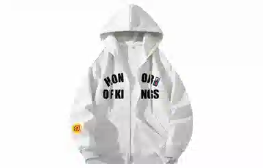 王者荣耀 美式复古创意字母涂鸦设计简约休闲宽松多巴胺连帽夹克外套 男女同款