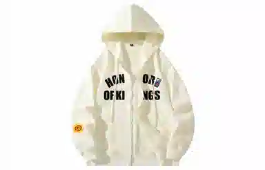 王者荣耀 美式复古创意字母涂鸦设计简约休闲宽松多巴胺连帽夹克外套 男女同款