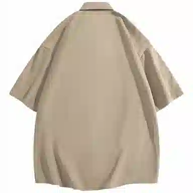 快鱼 韩版简约百搭潮流宽松时尚撞色休闲短袖翻领衬衫 男女同款