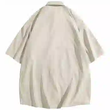 快鱼 韩版简约百搭潮流宽松时尚撞色休闲短袖翻领衬衫 男女同款