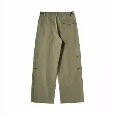 膨胀潮牌 弹力褶皱阔腿宽松纯色复古舒适百搭休闲裤 男女同款