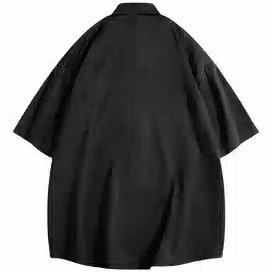 快鱼 韩版简约百搭潮流宽松时尚撞色休闲短袖翻领衬衫 男女同款