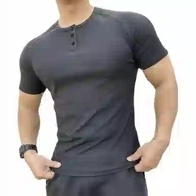 黑马漫画 圆领纯色透气学院风健身小领口短袖背心 男女同款