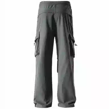 稻草人 美式高街潮流复古系带无性别主义凉感速干亲肤舒适防紫外线高级感纯色简约时尚大口袋通勤户外耐磨机能休闲工装裤 男女同款