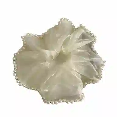 彤彤兔 刺绣花朵珍珠头花蝴蝶结大肠高级感头绳扎头发绳皮筋头饰品 绢纱 发圈 女款