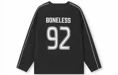 BONELESS Colorblock Loose Long Sleeve Tee Black