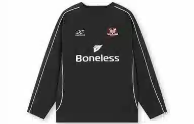 BONELESS Colorblock Loose Long Sleeve Tee Black