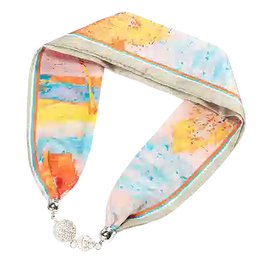 上海故事 百搭时尚磁扣气质多用吊坠锁骨链小领巾  丝巾 女款