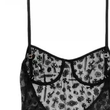 Chrome Hearts FW24 Lace Embroidered Jumpsuit Black