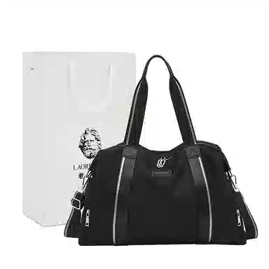 老人头 休闲运动通勤出行多功能大容量手提单肩斜挎包 织物 旅行包 女款 黑色