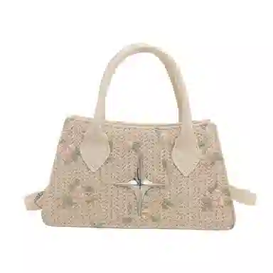 S.REPHEN Woven Shoulder Bag White Khaki