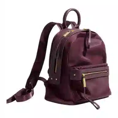 恒源祥 学院风电脑包香风可爱百搭小众高级质感学生简约真皮书包通勤轻便休闲旅行背包 牛皮拼尼龙 双肩包 女款 酒红/黑色