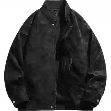 欧迪芬 复古做旧机车简约休闲宽松金属拉链皮衣 男女同款