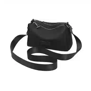 老人头 通勤时尚休闲百搭简约潮流 织物 单肩斜挎包 常规 女款 黑色