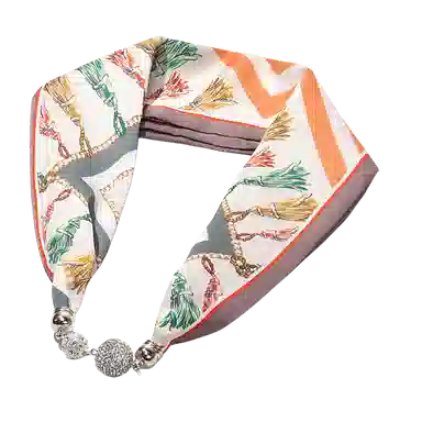 上海故事 百搭时尚磁扣气质多用吊坠锁骨链小领巾  丝巾 女款