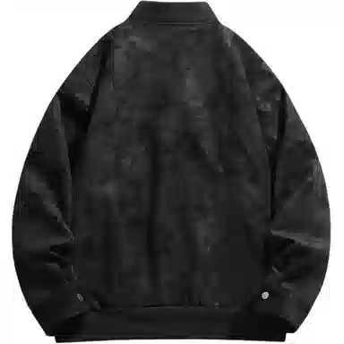 欧迪芬 复古做旧机车简约休闲宽松金属拉链皮衣 男女同款