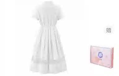 东鲸岁时记 法式气质通勤纯色简约舒适短袖连衣裙 女款 礼盒装 白色连衣裙（含内衬 腰部抽绳设计）