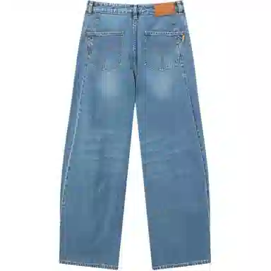 太平鸟 高腰舒适哈伦牛仔裤 女款 蓝色