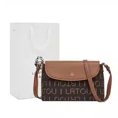 老人头 简约时尚通勤百搭高级感 合成革 单肩包 女款 咖色