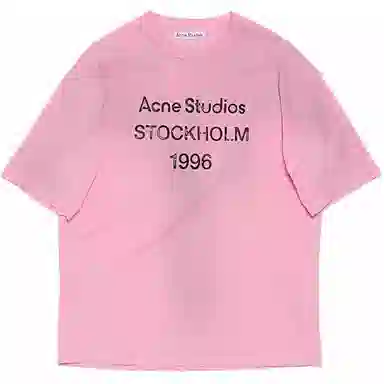 Acne Studios Retro Logo Crewneck T-Shirt Pink
