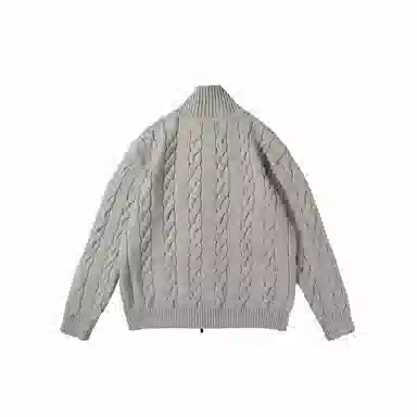 我是大卫 拉链半高领麻花纹纯色舒适宽松百搭长袖针织衫 男女同款