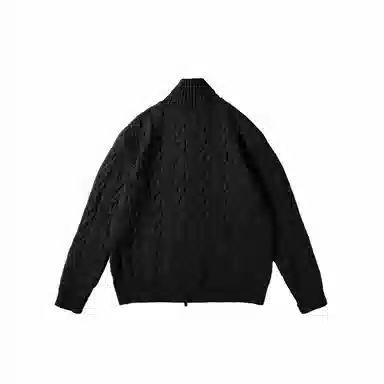 我是大卫 拉链半高领麻花纹纯色舒适宽松百搭长袖针织衫 男女同款