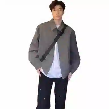 黑马漫画 纯色舒适百搭翻领夹克外套 男女同款