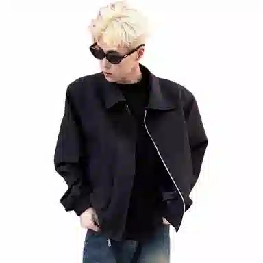 黑马漫画 纯色舒适百搭翻领夹克外套 男女同款