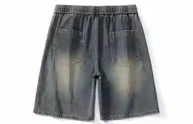 王者荣耀 标语款 复古水洗做旧破洞学生党简约中裤设计感美式高街宽松休闲日常通勤经典百搭牛仔短裤 男女同款