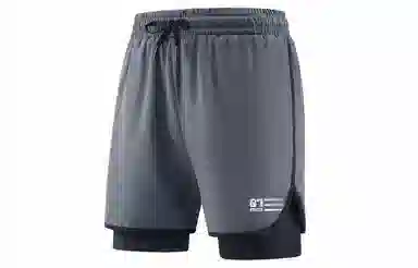 王者荣耀 鲁班七号款 美式基础款反光印花简约篮球跑步训练透气假两件紧身运动休闲短裤 男女同款