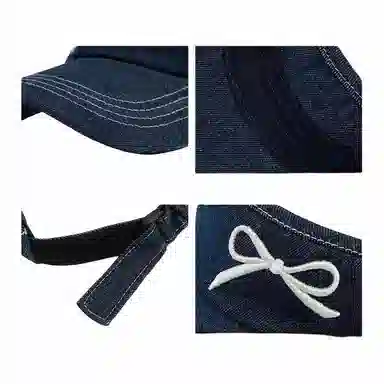 氧气樱桃 水洗蝴蝶结韩版时尚防晒防晒 棉 空顶帽 男女同款情侣款