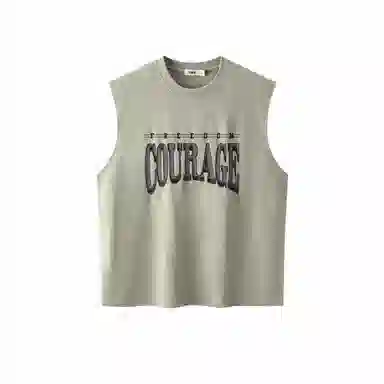 森马 做旧废土风无袖针织坎肩潮流撞色印花背心 男款