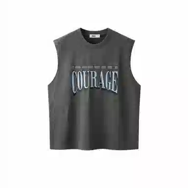 森马 做旧废土风无袖针织坎肩潮流撞色印花背心 男款