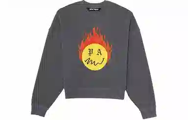 Palm Angels Burning Head Crewneck Sweatshirt Grey