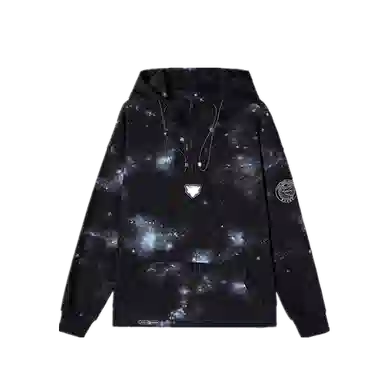 探路者 航天主题章牌星空印花透气套头连帽卫衣 男女同款