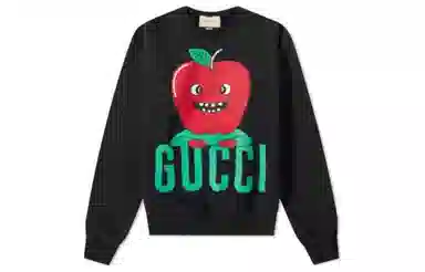 Gucci SS23 Apple Logo Crewneck Sweatshirt Black