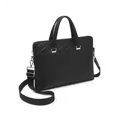 老人头 简约时尚商务通勤出差斜挎包 头层牛皮 公文包 常规 男款 黑色