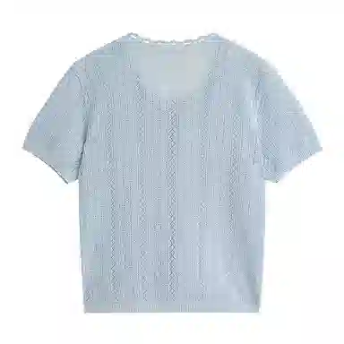 茵曼 镂空钩花老钱风短袖宽松针织衫 女款