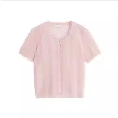 茵曼 镂空钩花老钱风短袖宽松针织衫 女款