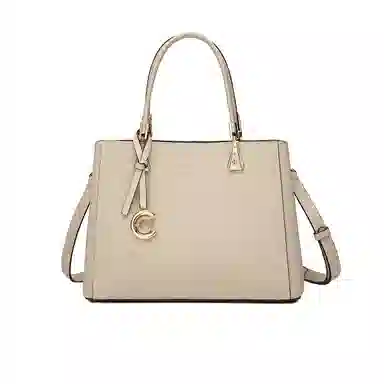 稻草人 高级感金属徽章时尚百搭通勤 牛皮革拼合成革 手提包 女款 多色