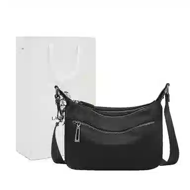 老人头 休闲简约百搭潮流通勤轻便 织物 单肩包斜挎包 女款 黑色