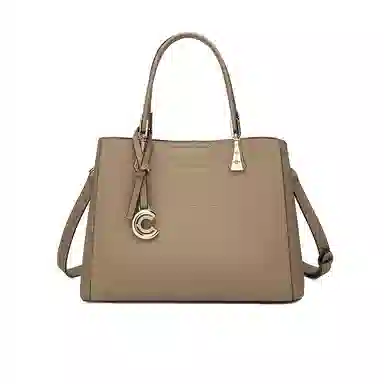 稻草人 高级感金属徽章时尚百搭通勤 牛皮革拼合成革 手提包 女款 多色