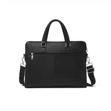 老人头 简约时尚商务通勤出差斜挎包 头层牛皮 公文包 常规 男款 黑色