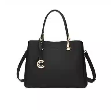 稻草人 高级感金属徽章时尚百搭通勤 牛皮革拼合成革 手提包 女款 多色