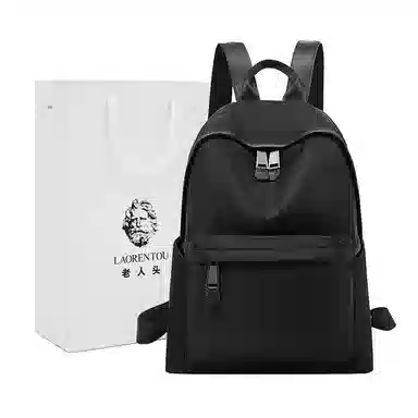 老人头 轻便出行通勤高颜值小众设计感百搭背包 牛皮 双肩包 常规 女款 黑色