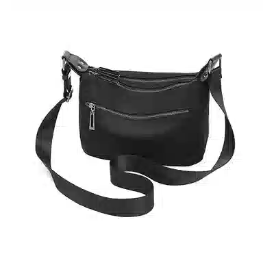 老人头 休闲简约百搭潮流通勤轻便 织物 单肩包斜挎包 女款 黑色