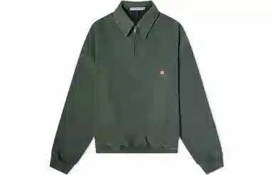 Alexander Wang SS23 Logo Half-Zip Sweatshirt Green